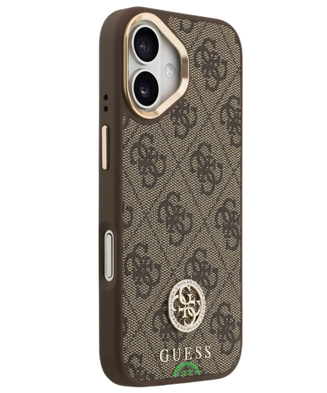 Guess iPhone 18e Hoesje Bruin Koord met Hoogwaardige kunstleder afwerking