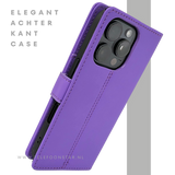 iPhone 16 Pro Paars Bookcase Hoesje Leren Look Met Magnetische Sluiting