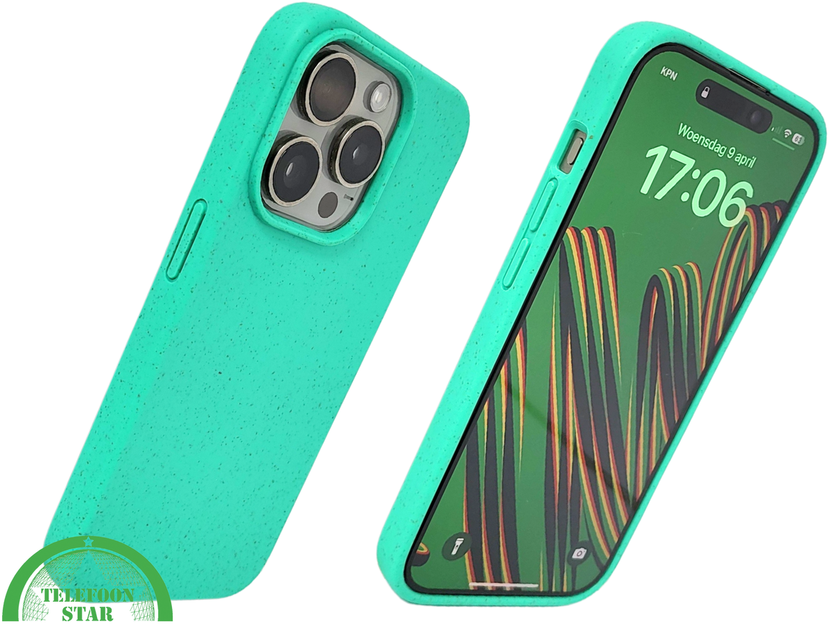 Turquoise iPhone 15 Pro Hoesje &ndash; Fris Kleurrijk &amp; Beschermend | Telefoonstar.nl