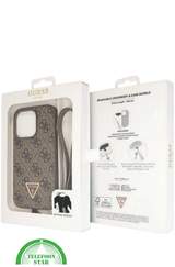 iPhone 15 Pro Hoesje met Gouden Ketting &ndash; Bruin Design met Logo en Bescherming