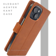 iPhone 15 Plus Leren Hoesje Cognac &ndash; Bookcase met Pasjeshouder