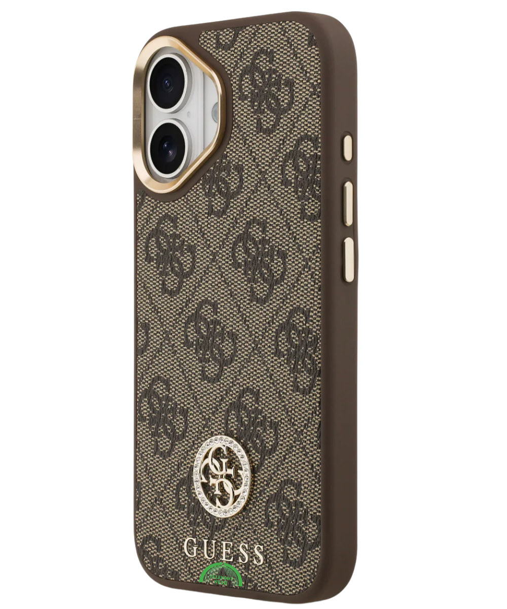 iPhone 18 Guess Hoesje Bruin Koord met Hoogwaardige kunstleder afwerking