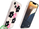 BloomPop Flex Case &ndash; iPhone 13 / 14 Hoesje met Zwarte &amp; Roze Bloemen | Telefoonstar.nl