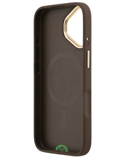 Guess iPhone 18e Hoesje Bruin Koord met Hoogwaardige kunstleder afwerking