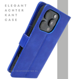 iPhone 16 Pro Bookcase Hoesje Blauw &ndash; Leren Look met Magnetische Sluiting