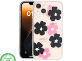 BloomPop Flex Case &ndash; iPhone 13 / 14 Hoesje met Zwarte &amp; Roze Bloemen | Telefoonstar.nl