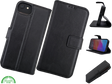 Flip Case Boek Zwart Leren twee en een met 3 Pashouders iPhone 16E