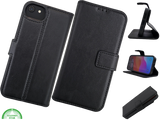 hoesje voor iPhone 17e Flip Case Boek Zwart Leren twee en een met 3 Pashouders