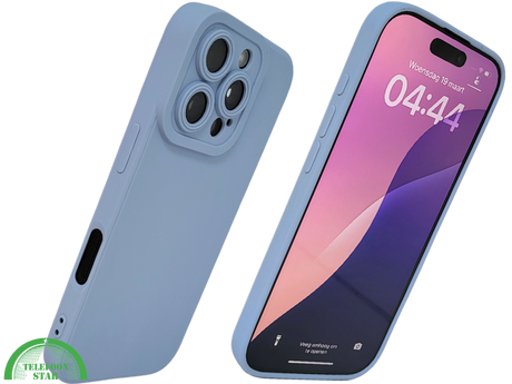 iPhone 16 Pro Lichtblauw Hoesje Mat Design Met Verhoogde Camerabescherming