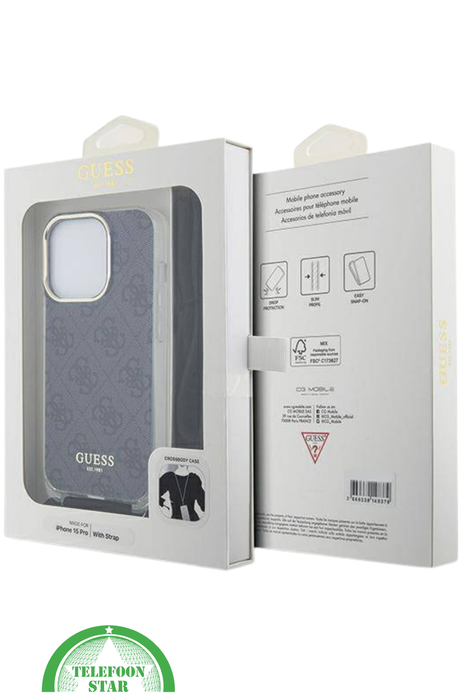 iPhone 15 Pro Beste Hoesje met Draagkoord &ndash; Donkerblauw Design met Bescherming