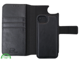 Flip Case Boek Zwart Leren twee en een met 3 Pashouders iPhone 16E