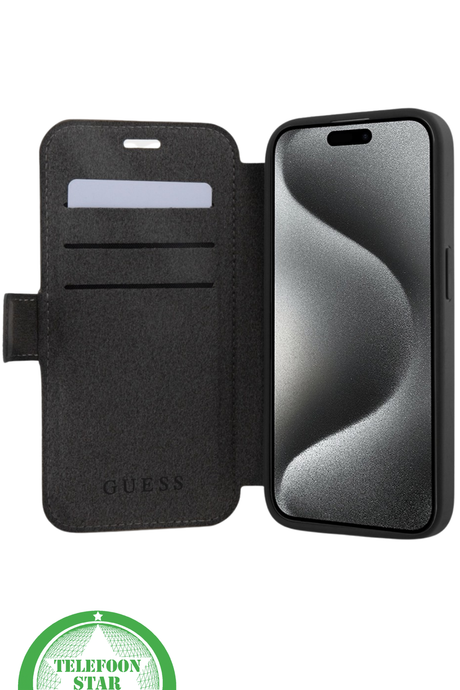 Bookcase Hoesje iPhone 15 Pro Max &ndash; Elegant Design met Gouden Logo