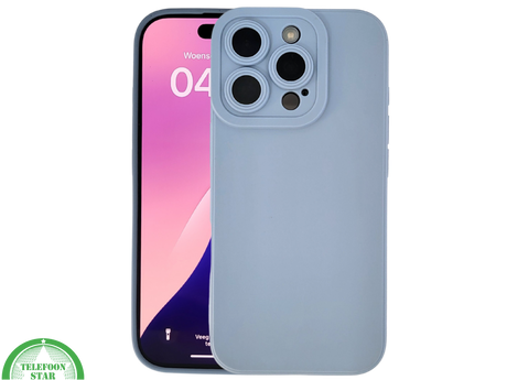 iPhone 16 Pro Lichtblauw Hoesje Mat Design Met Verhoogde Camerabescherming