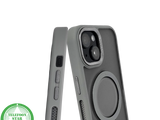 iPhone 15 Hoesje Grijs &ndash; Met MagSafe-Ring &amp; Kickstand voor Extra Functionaliteit