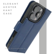 iPhone 16 Pro Max Insteekhoesje Donkerblauw &ndash; Stijlvolle Leren Look met Open Bovenkant