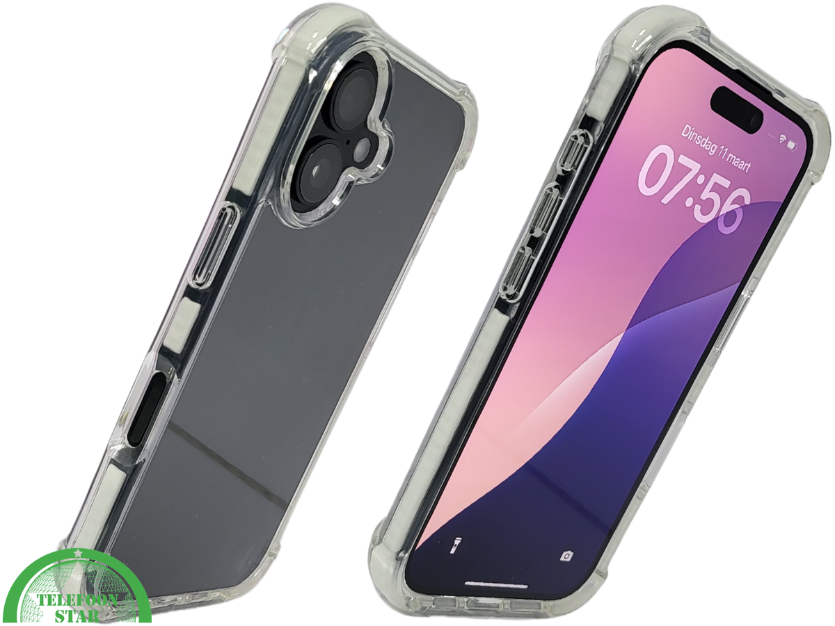 Anti shock case witte randen silicone voor iPhone 16