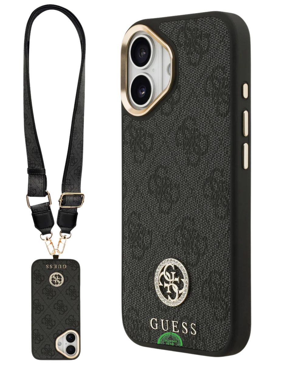 Guess iPhone 18e Hoesje Bruin Koord met Hoogwaardige kunstleder afwerking