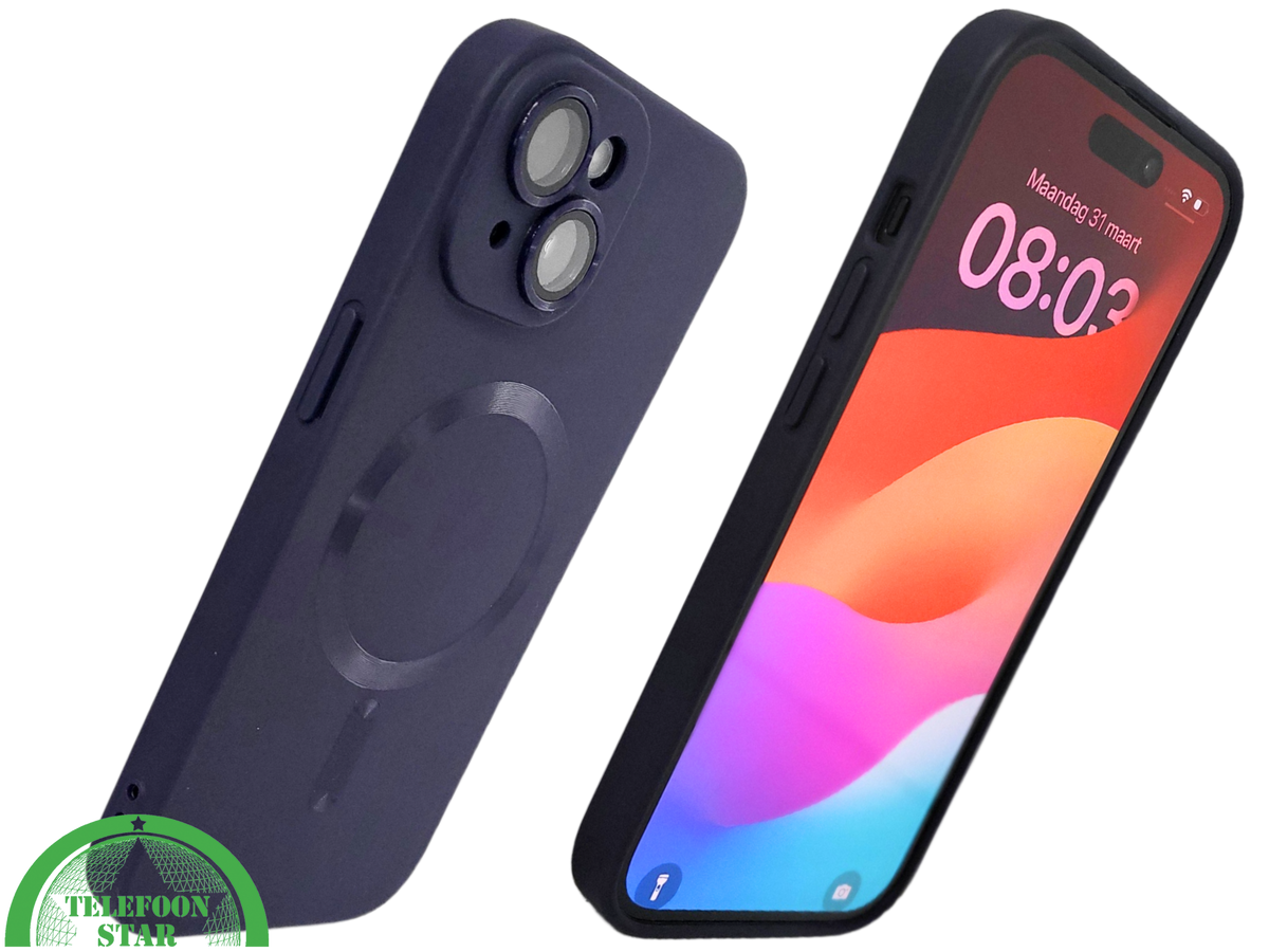 iPhone 15 Plus Siliconen Hoesje Donkerblauw &ndash; MagSafe-Compatibel &amp; Ultieme Bescherming
