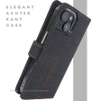 Bookcase Hoesje iPhone 15 Grijs &ndash; Met Pasjeshouder en Oranje Stiksel