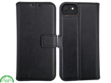 Flip Case Boek Zwart Leren twee en een met 3 Pashouders iPhone 16E