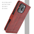 iPhone 16 Pro Bookcase Hoesje Rood &ndash; Vintage Leren Look met Magnetische Sluiting