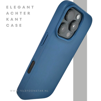 iPhone 16 Pro Donkerblauw Hoesje &ndash; Mat Design met Stevige Achterkant Bescherming