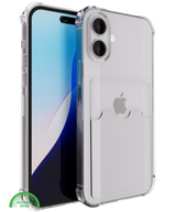 Transparant Hoesje voor iPhone 16 Plus met Kaarthouder &ndash; Slank, Praktisch &amp; Schokbestendig