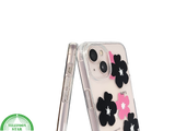 BloomPop Flex Case &ndash; iPhone 13 / 14 Hoesje met Zwarte &amp; Roze Bloemen | Telefoonstar.nl