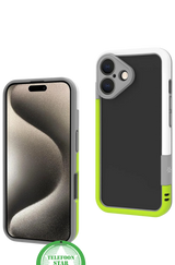 iPhone 16 Stootbestendig Hoesje &ndash; Sportieve Bescherming in Zwart, Wit &amp; Limegroen