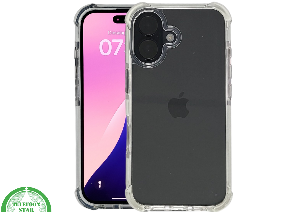 Anti shock case witte randen silicone voor iPhone 16