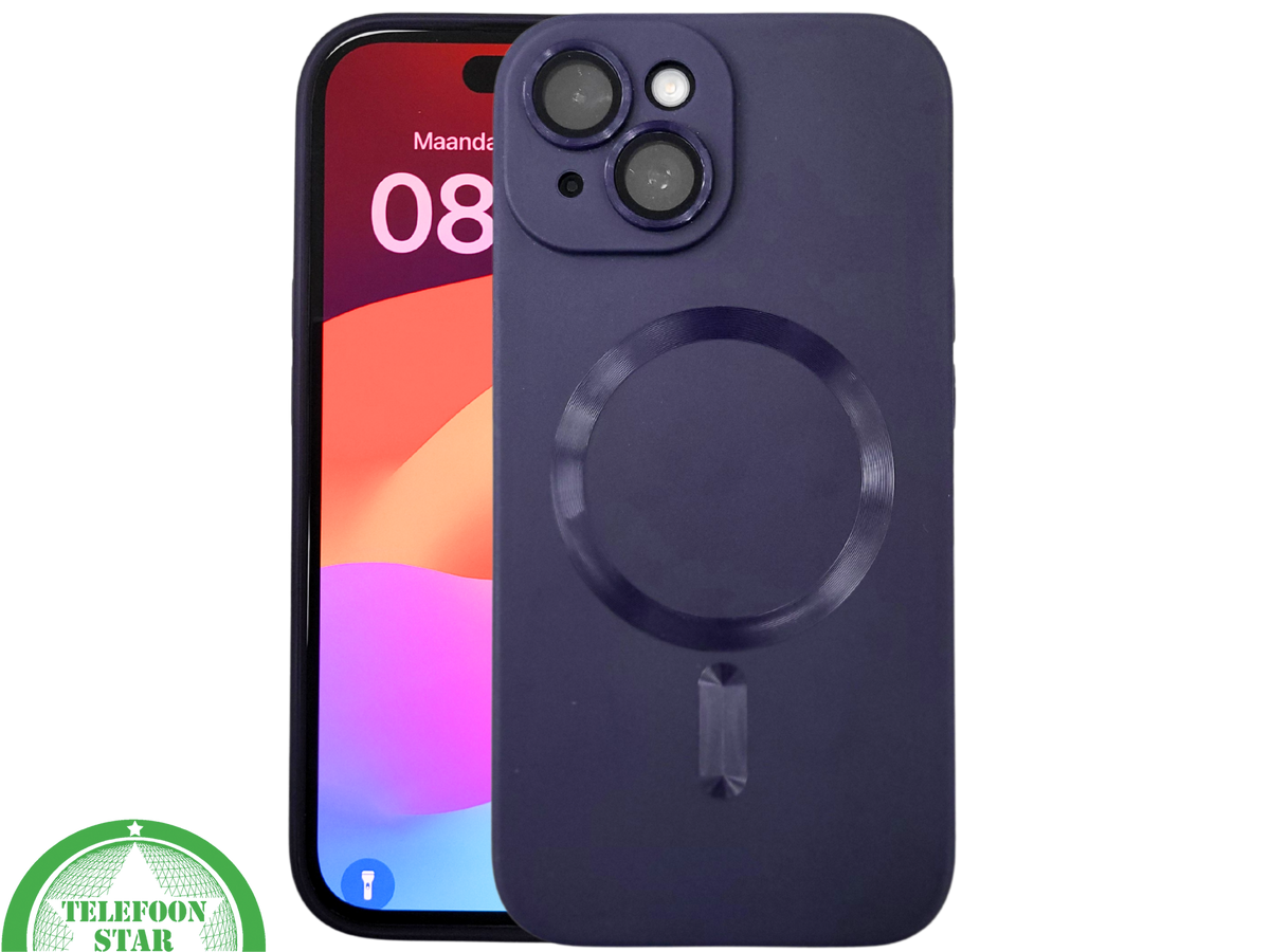 iPhone 15 Plus Siliconen Hoesje Donkerblauw &ndash; MagSafe-Compatibel &amp; Ultieme Bescherming