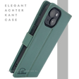 iPhone 15 Bookcase Hoesje Groen &ndash; Leren Case met Pasjeshouder