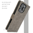 iPhone 16 Pro Bookcase Hoesje Taupe &ndash; Vintage Leren Look met Magnetische Sluiting