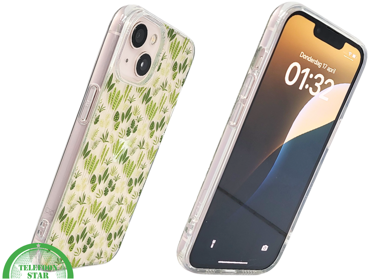 GreenNature Soft Case &ndash; Bladeren Hoesje iPhone 13 / 14 Transparant | Telefoonstar.nl