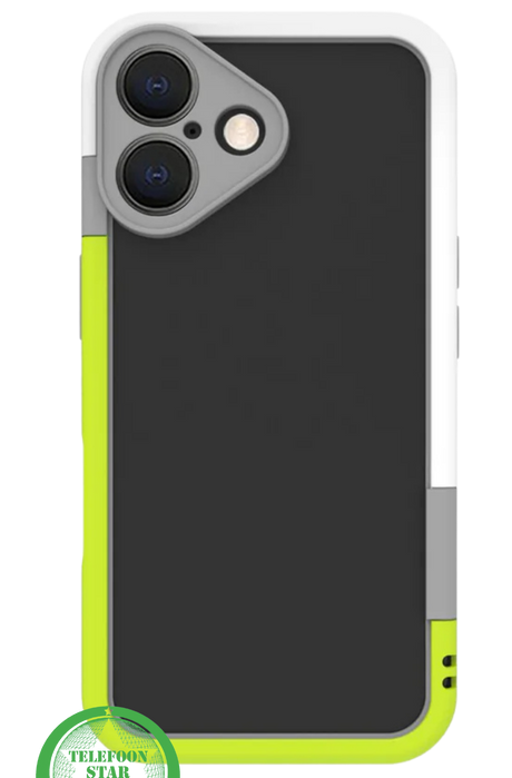 iPhone 16 Stootbestendig Hoesje &ndash; Sportieve Bescherming in Zwart, Wit &amp; Limegroen