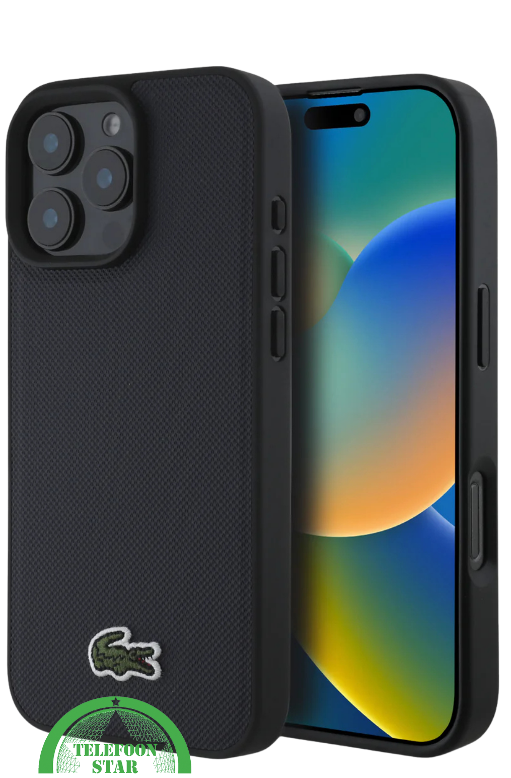Hoesje voor iPhone 16 Pro Stoffen &ndash; Zwart | Sportief Design met Sterke Bescherming