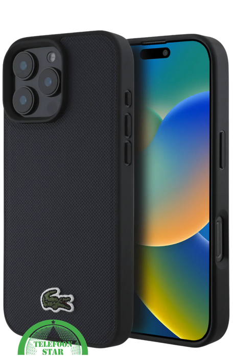 Hoesje voor iPhone 16 Pro Stoffen – Zwart | Sportief Design met Sterke Bescherming