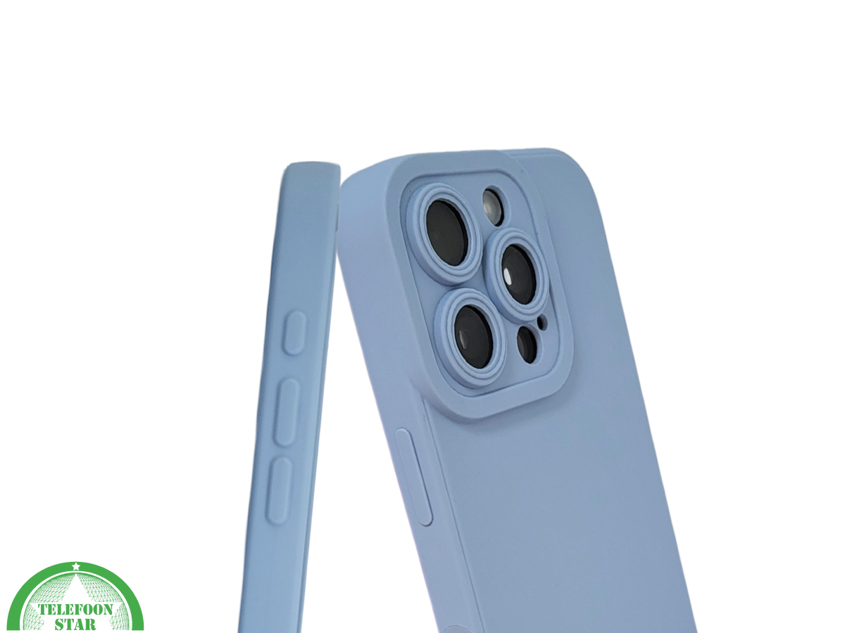 iPhone 16 Pro Lichtblauw Hoesje Mat Design Met Verhoogde Camerabescherming