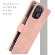 iPhone 15 Plus Hoesje Roze &ndash; Bookcase met Pasjeshouder en Leren Look