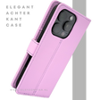 iPhone 16 Pro Bookcase Hoesje Lichtroze &ndash; Elegante Leren Look met Magnetische Sluiting