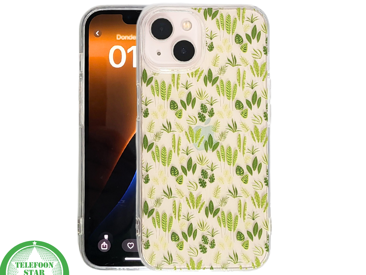 GreenNature Soft Case &ndash; Bladeren Hoesje iPhone 13 / 14 Transparant | Telefoonstar.nl