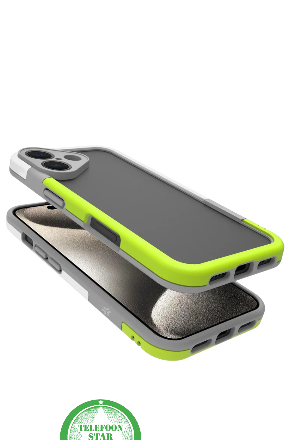 iPhone 16 Stootbestendig Hoesje &ndash; Sportieve Bescherming in Zwart, Wit &amp; Limegroen