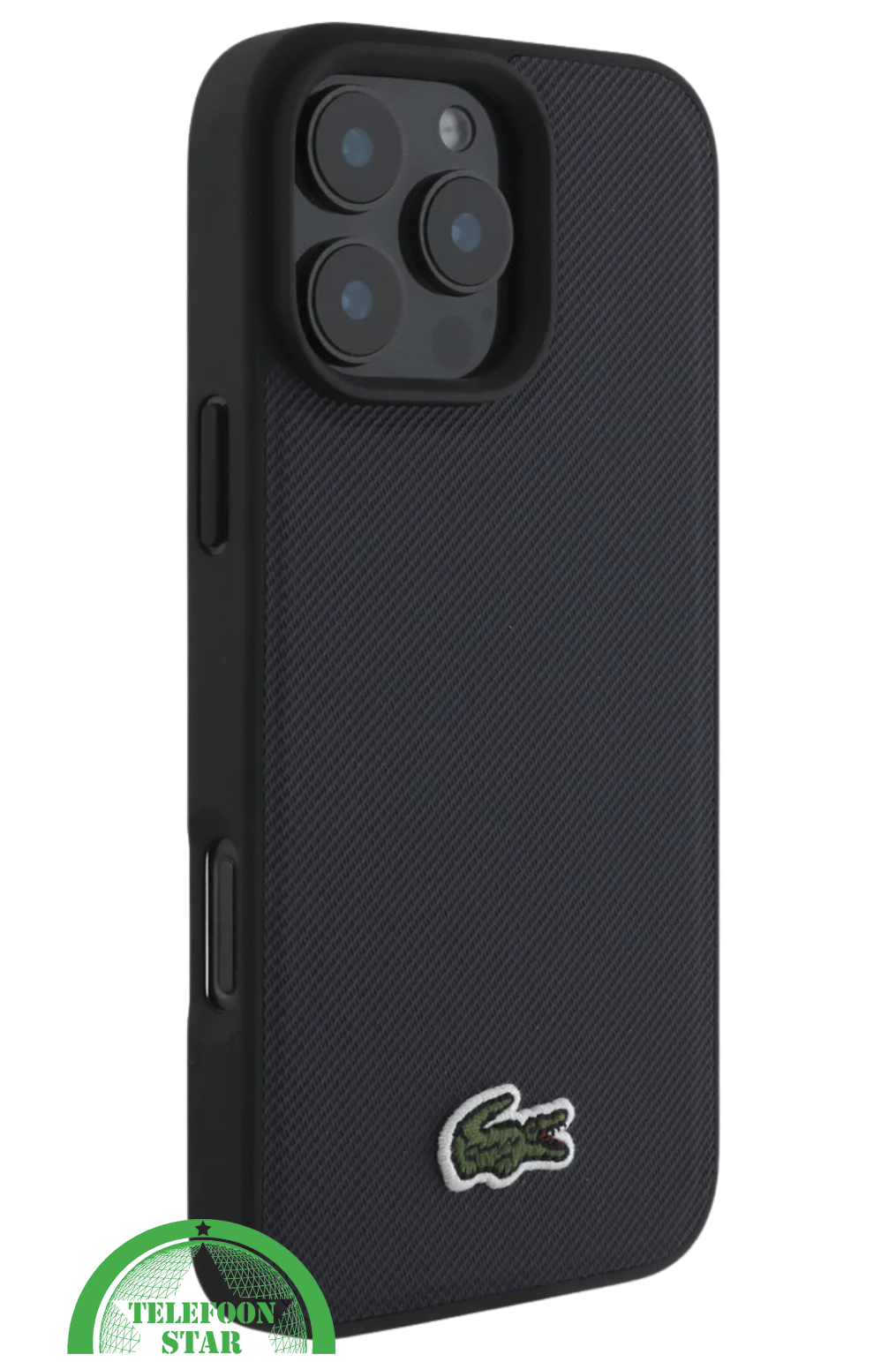 Hoesje voor iPhone 16 Pro Stoffen &ndash; Zwart | Sportief Design met Sterke Bescherming