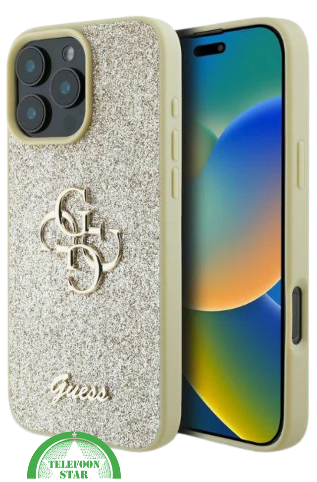 iPhone 16 Pro Max Hoesje &ndash; Goud Glitter Luxe Edition