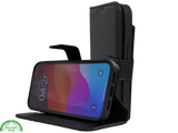 hoesje voor iPhone 17e Flip Case Boek Zwart Leren twee en een met 3 Pashouders