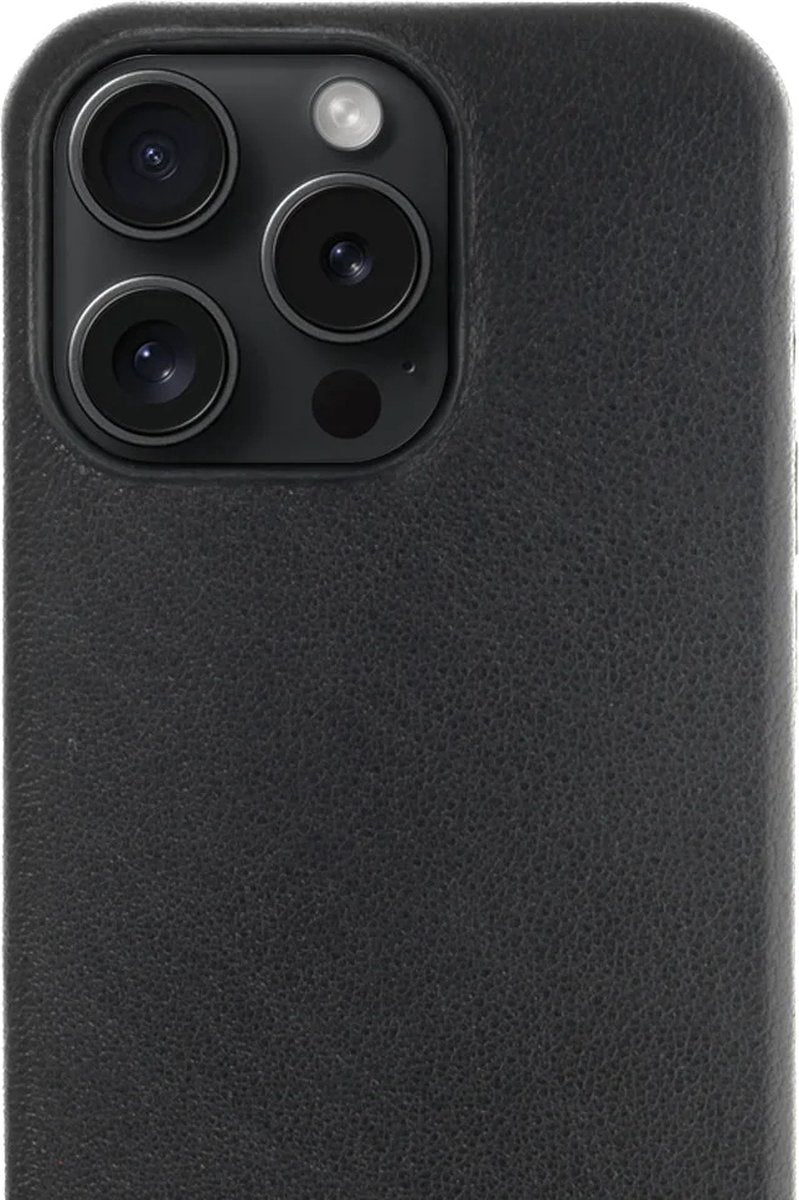 iPhone 15 Pro Max 100% Leer hoesje | Lederen Backcover | Minimalistisch | Zwart