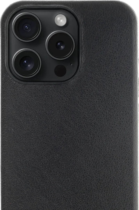 iPhone 15 Pro Max 100% Leer hoesje | Lederen Backcover | Minimalistisch | Zwart
