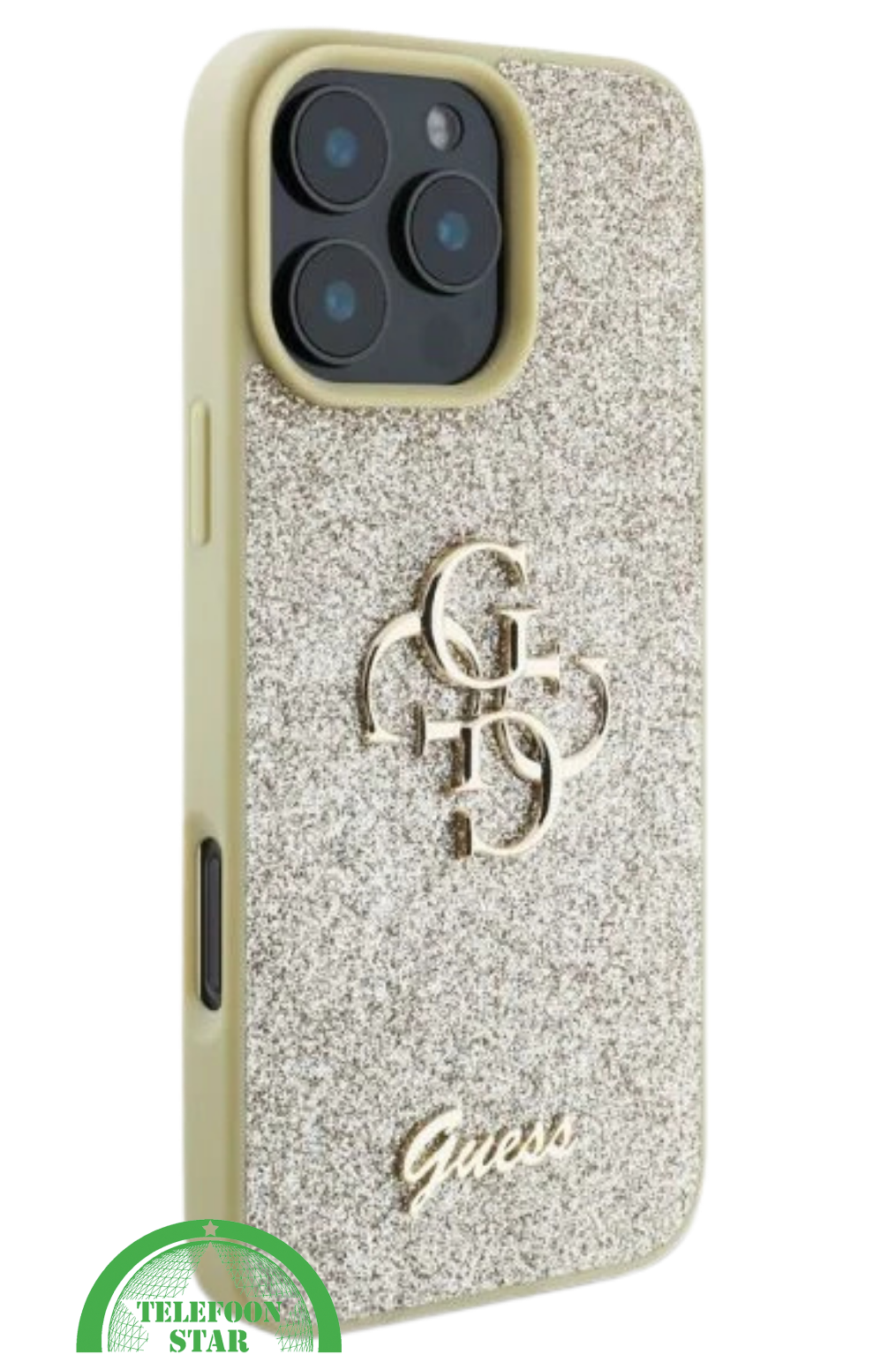iPhone 16 Pro Max Hoesje &ndash; Goud Glitter Luxe Edition