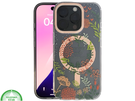 8iPhone 16 Pro Transparant Hoesje Met Bloemenprint En Elegante Tekstdecoratie
