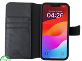 Flip Case Boek Zwart Leren twee en een met 3 Pashouders iPhone 16E